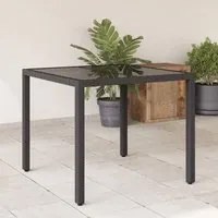 Tavolo da Giardino Piano in Vetro Nero 90x90x75 cm Polyrattancod mxl 90072