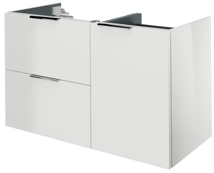 Mobile da bagno sotto lavabo Neo bianco laccato L 105 x H 64 x P 48 cm 2 cassetti 1 anta, lavabo non incluso