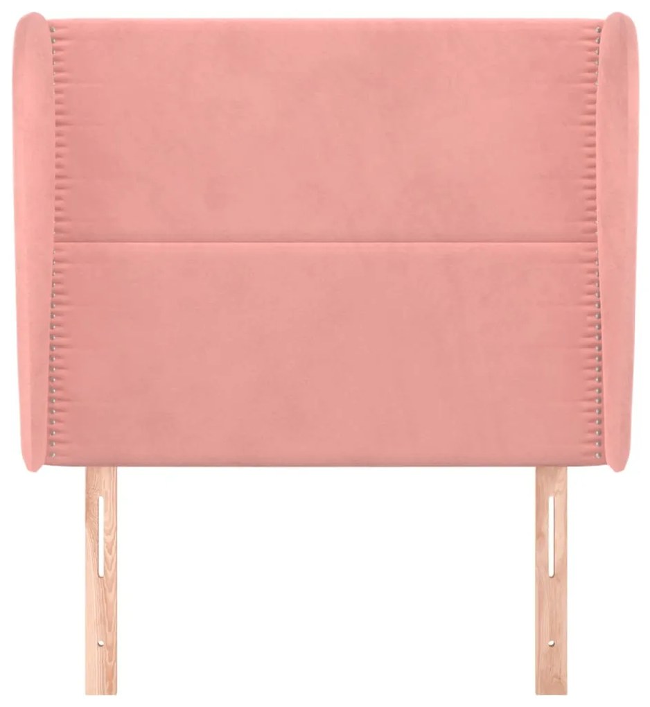 Testiera ad orecchio rosa 93x23x118/128 cm in velluto