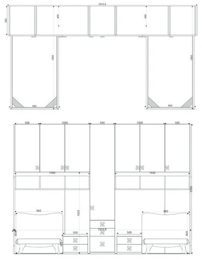 Cameretta a ponte doppia Mac linea Colorfull finitura Bianco e Salvia