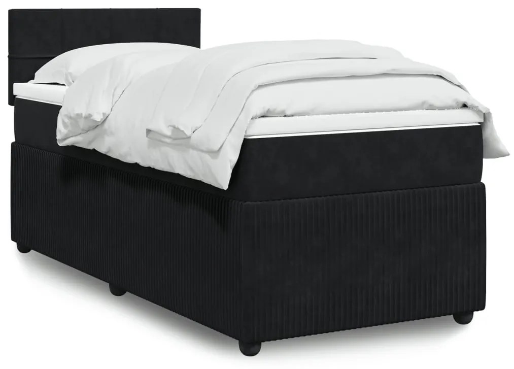 Giroletto A Molle Con Materasso Nero 100x200 Cm İn Velluto /