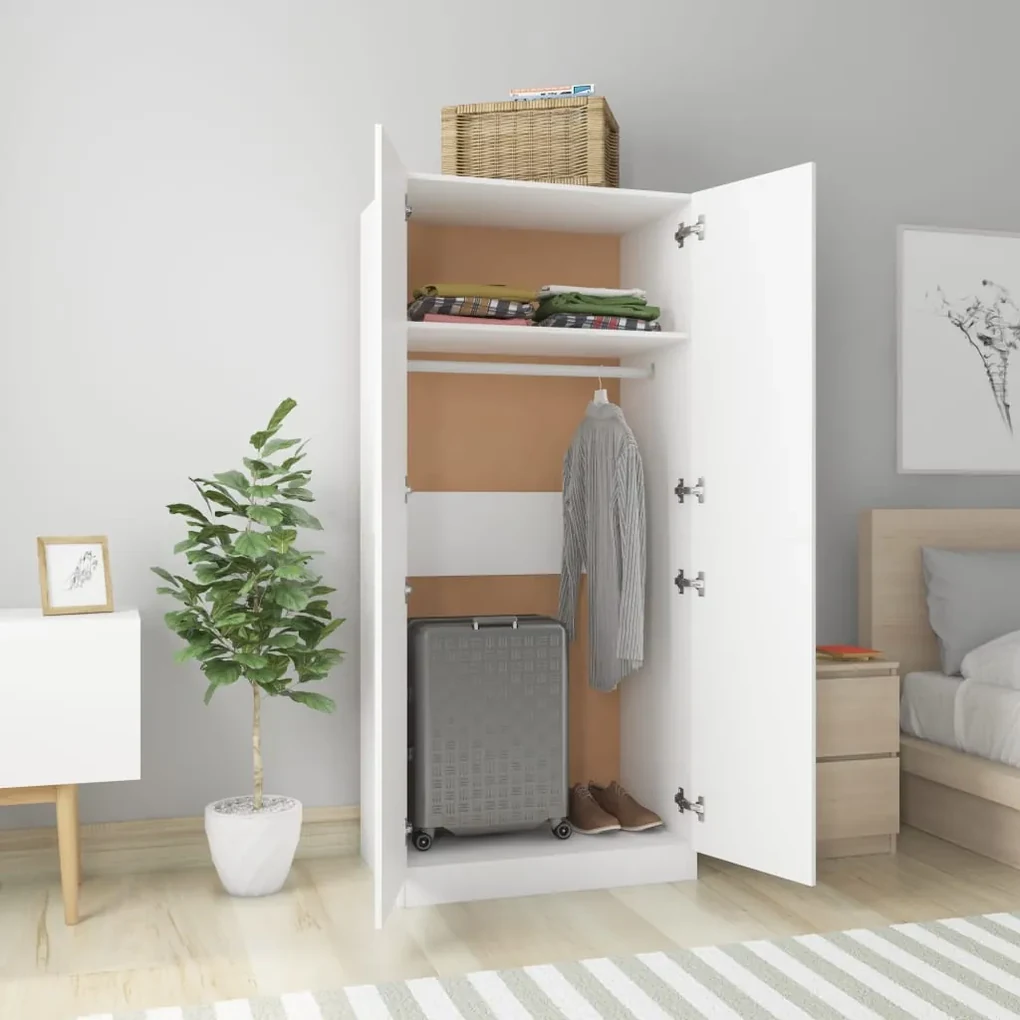 Armadio bianco 80x52x180 cm in legno multistrato