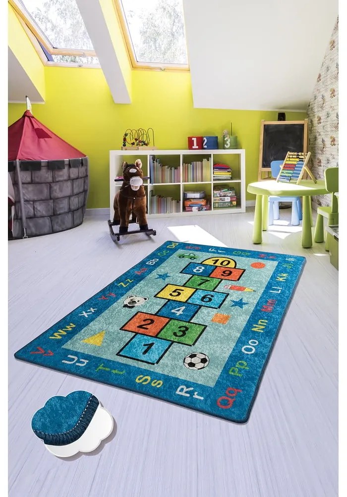 Tappeto antiscivolo per bambini blu , 200 x 290 cm Seksek - Conceptum Hypnose