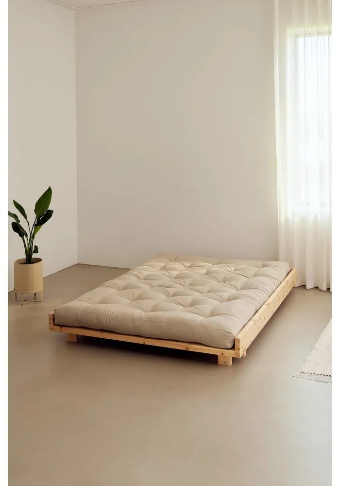 Letto matrimoniale marrone in pino massiccio con rete inclusa 160x200 cm Social – Karup Design