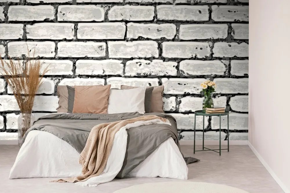 Carta da parati – Mattone Grigio Dipinto