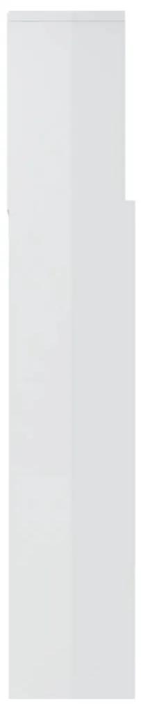Testiera con scomparti bianco lucido 180x19x103,5 cm