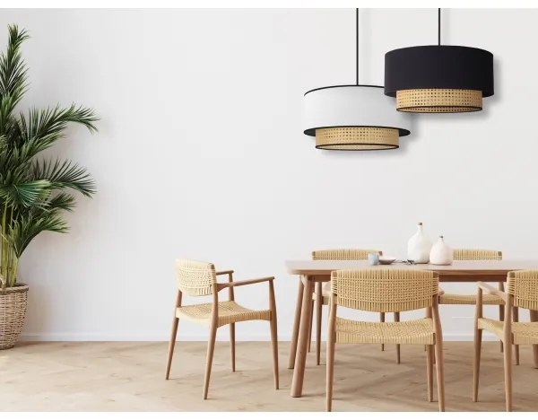 Duolla - Lampadario a sospensione con filo BOHO 1xE27/15W/230V diametro 45 cm nero/rattan