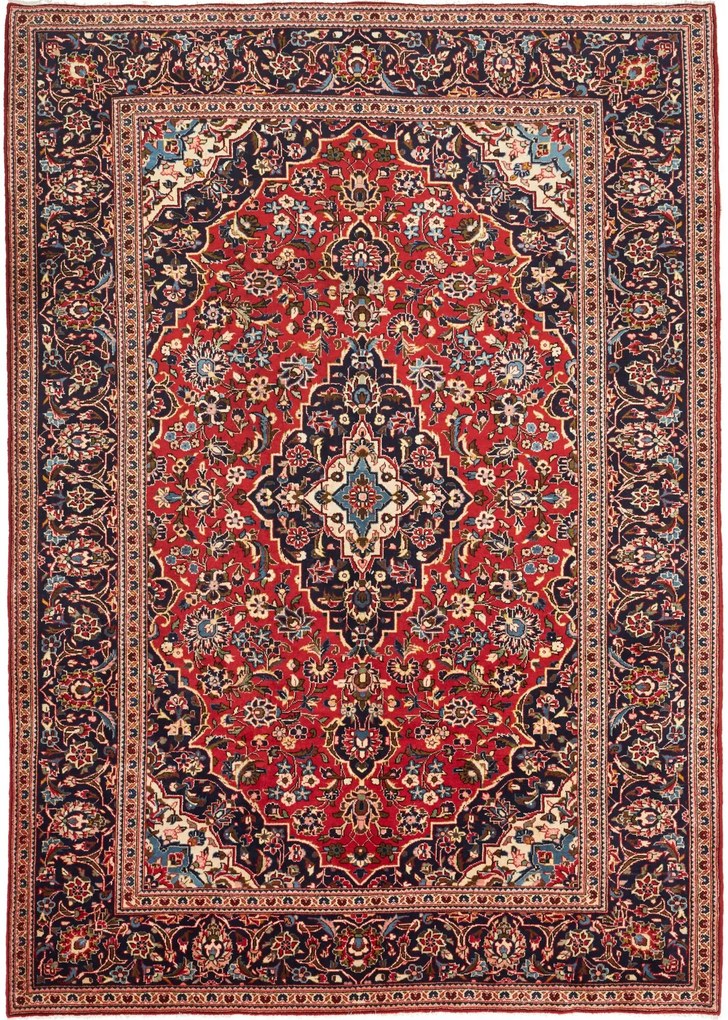 Kashan Tappeto 210 x 290 Rosso (Iran) Annodato A Mano