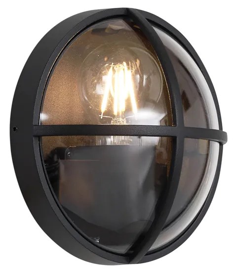 Lampada da parete per esterni nera rotonda IP65 - Target