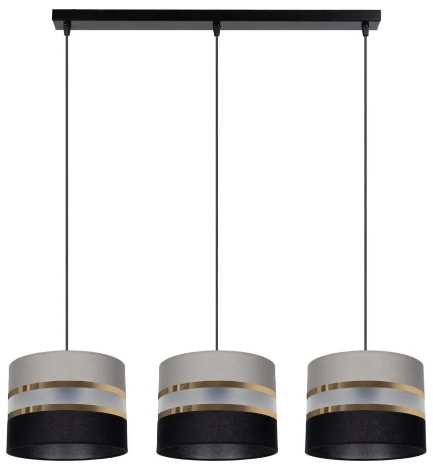 Lampadario a sospensione con filo CORAL 3xE27/60W/230V nero-grigio
