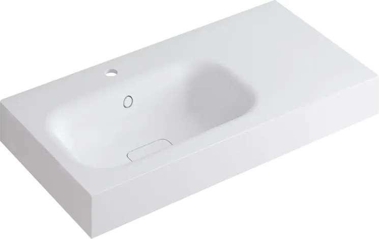 Lavabo a incasso rettangolare vasca a sinistra L 90.5 x H 15 x P 46 cm in resina bianco opaco