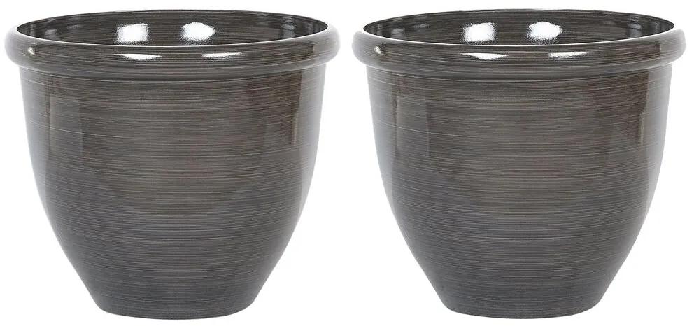 Set di 2 vasi in pietra marrone scuro ⌀ 49 cm TESALIA Beliani