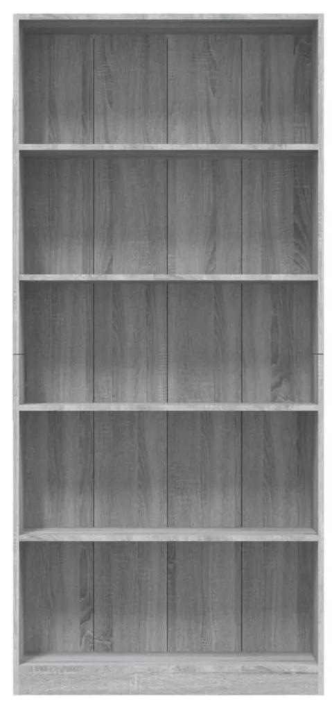 Libreria 5 ripiani grigio sonoma 80x24x175 cm legno multistrato