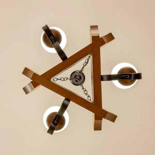 Brilagi - Lampadario a sospensione con catena QUEEN 3xE14/40W/230V faggio/noce