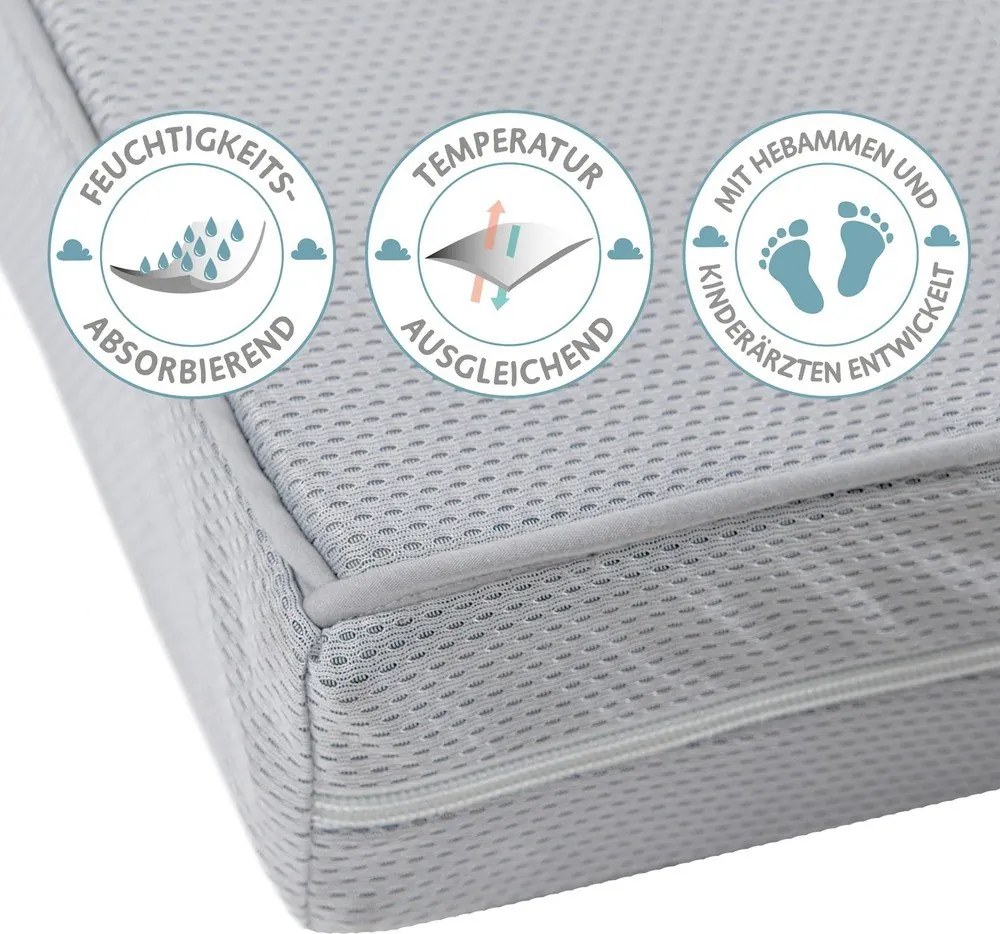 Materasso per bambini semirigido in schiuma/per letto da bambini 60x120 cm Air balance Premiummesh – Roba