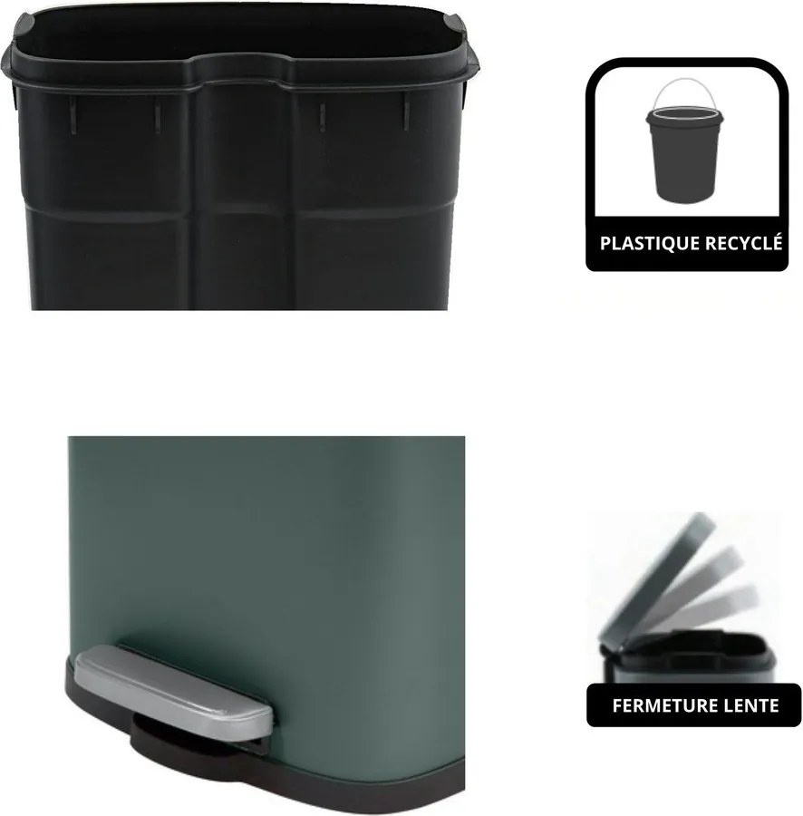 Cestino per la spazzatura verde scuro in acciaio con pedale 5 l Akira – Spirella