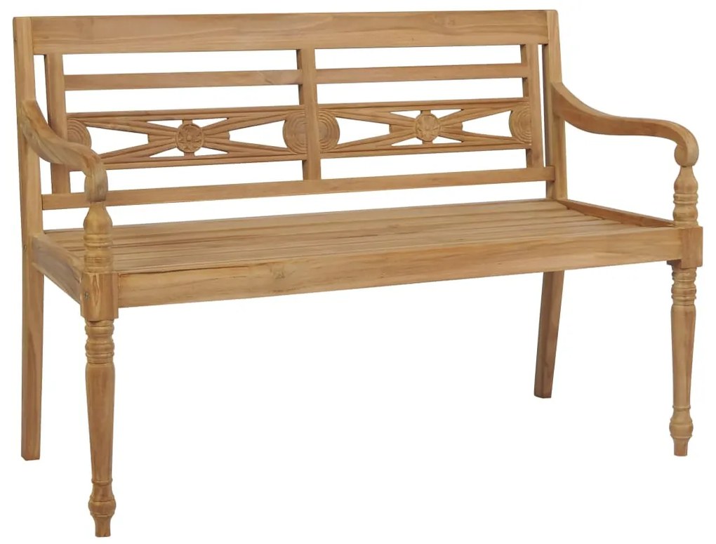 Panca batavia con cuscino verde 120 cm in massello di teak