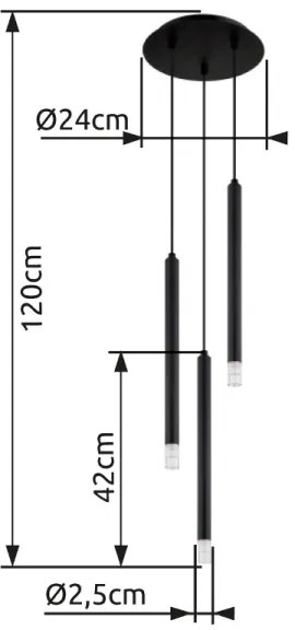 Globo 15629-3 - Lampadario a sospensione con filo BLAKE 3xG9/4W/230V diametro 24 cm nero