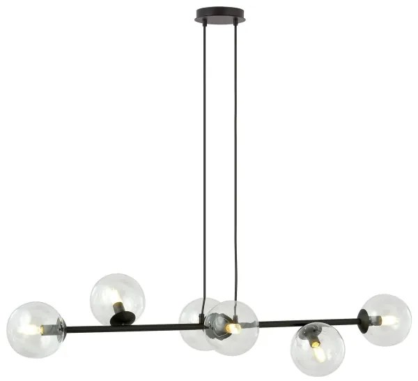 Lampadario a sospensione con filo ROSSI 6xE14/10W/230V nero/limpido