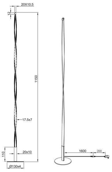 Reality - Lampada da terra LED dimmerabile SPIN LED/10,5W/230V