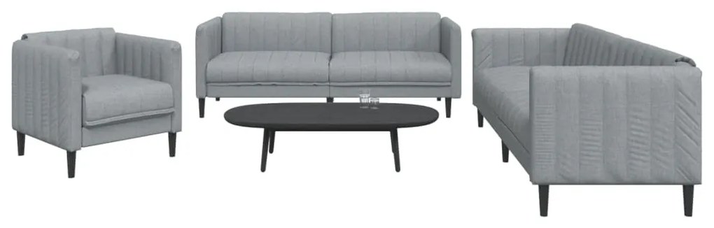 Set Di Divani 3 Pz Grigio Chiaro İn Tessuto /