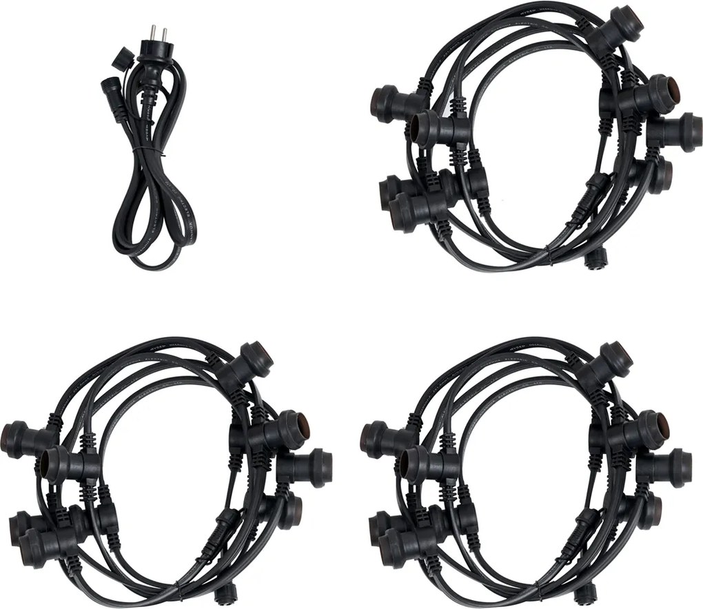 Illuminazione per feste nera collegabile con spina 18m incl. E27 P45 30 luci IP44 - Lubber