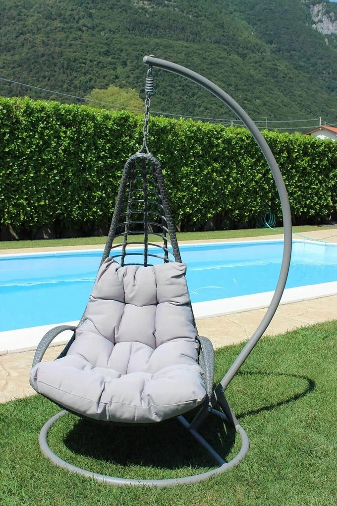 AVUS - dondolo da giardino con struttura acciaio completo di cuscini intreccio in rattan sintetico