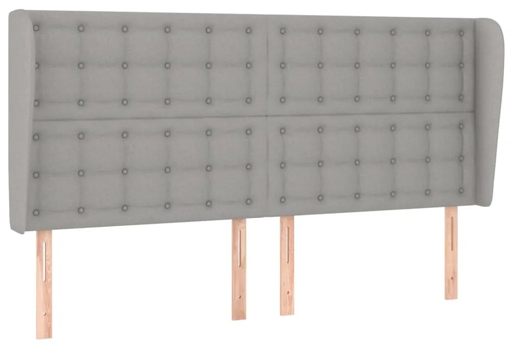Testiera ad orecchio grigio chiaro 183x23x118/128 cm in tessuto