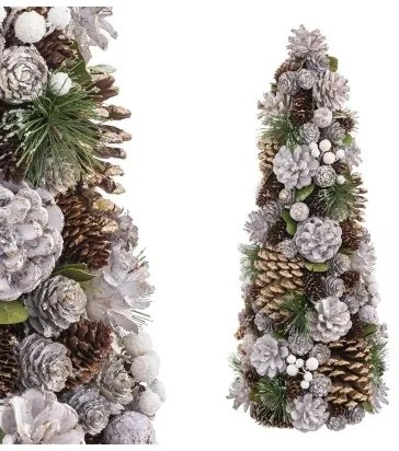 Albero di Natale Bianco Dorato Plastica Foam Ananas 19 x 19 x 48,5 cm