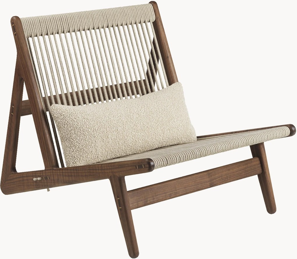 Poltrona lounge in legno di noce fatta a mano con cuscino MR01 Initial