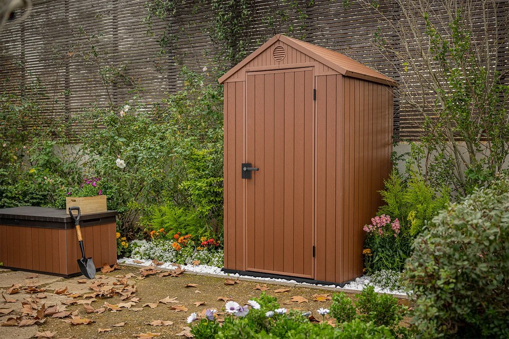 Casetta da Giardino Porta Attrezzi 125,8x117x205 cmin Evotech+ Keter Darwin 4x4 Marrone...
