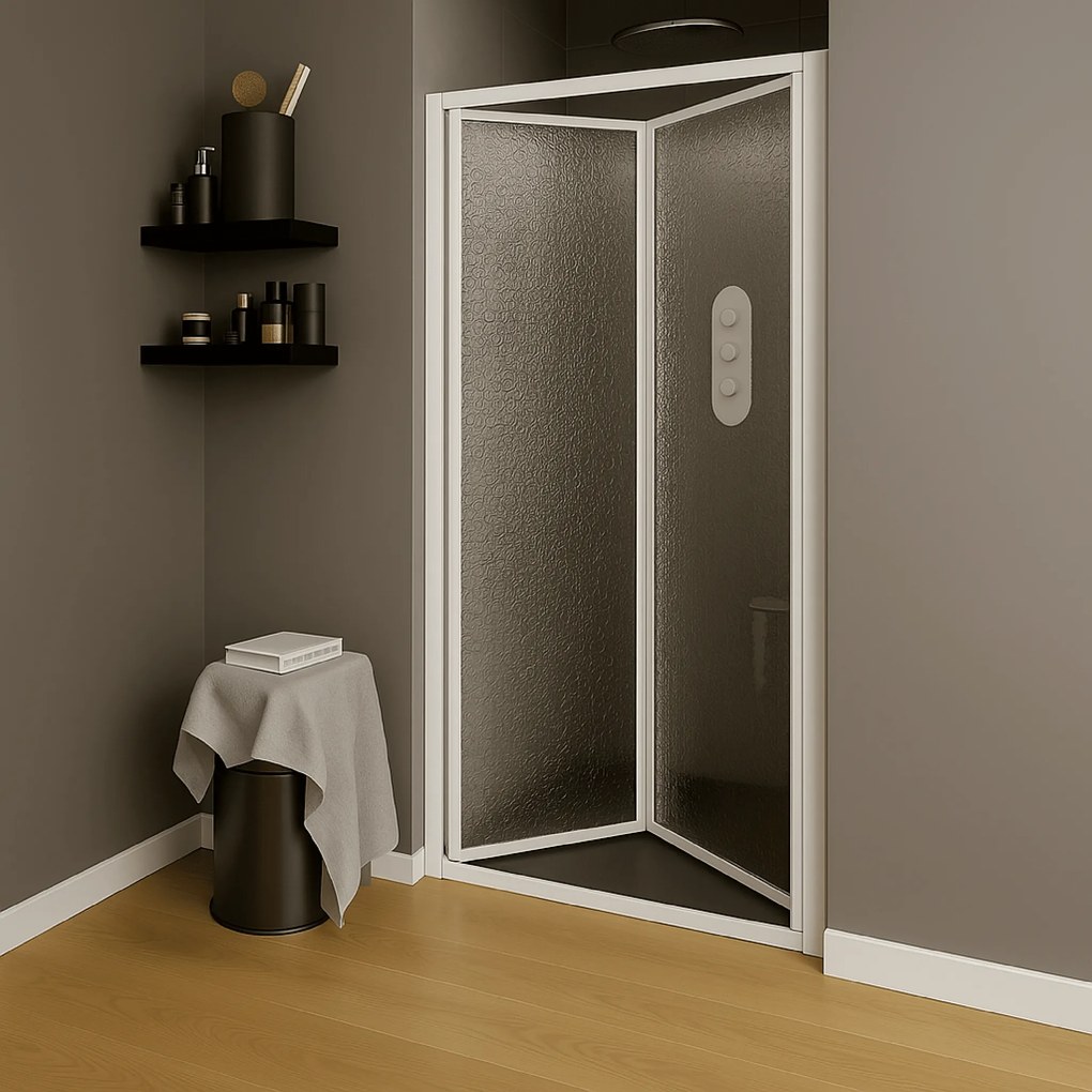 Box Doccia a Soffietto Est.68/73 Giava "Smeralda" Bianco/Acrilico Bollicine