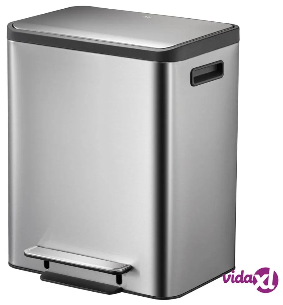 EKO Pattumiera a Pedale EcoCasa 2x15 L Argento Opaco