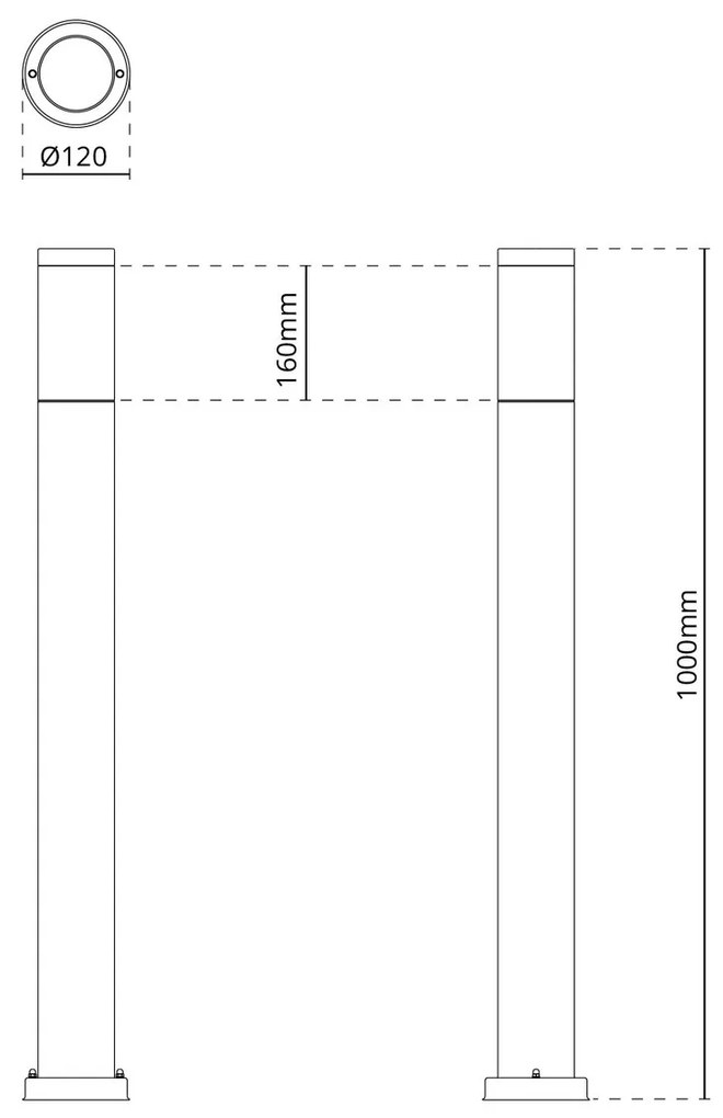 Paletto da Giardino Nero 100cm DarkLight Acciaio INOX base E27 Colore Nero