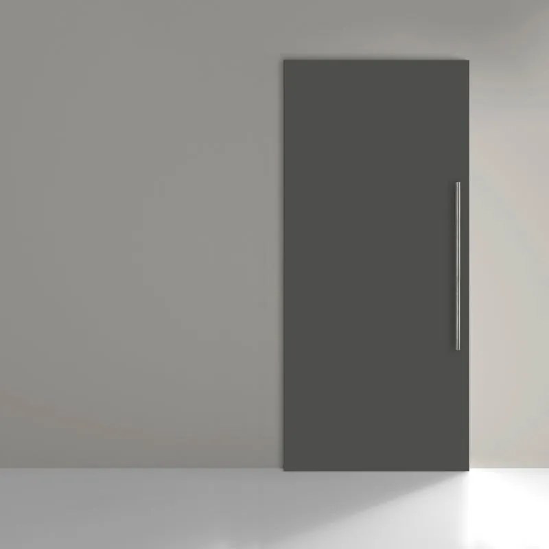 Porta scorrevole reversibile Stoccolma con maniglione in legno grigio antracite, L 99 x H 221 cm, con binario invisibile
