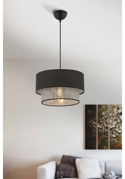 Lampada a sospensione su cavo ECHO 1xE27/60W/230V nero/grigio