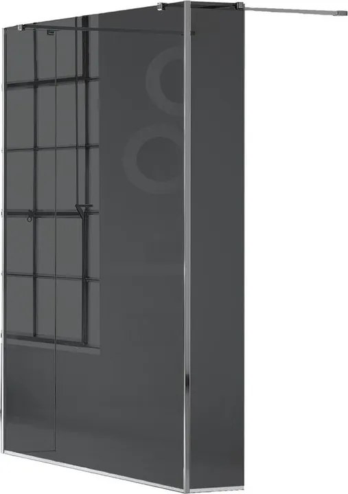 Box doccia walk-in Wens, vetro fumè 6 mm, H 200 cm, profilo cromo