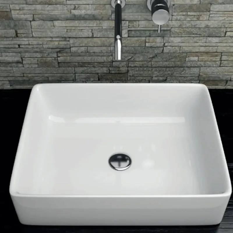 Lavabo da appoggio rettangolare in ceramica L 50 x H 14 x P 20 cm nero