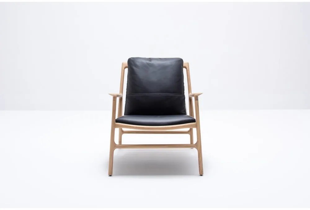 Poltrona in pelle di colore nero-naturale Dedo - Gazzda