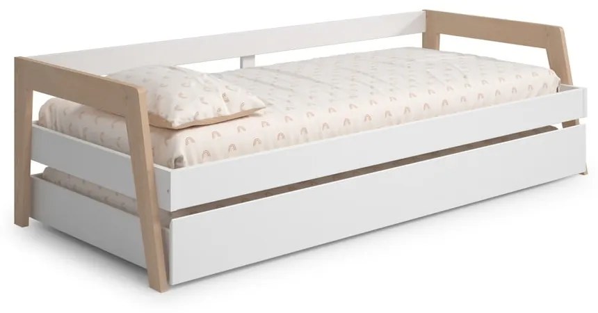 Letto in pino bianco/naturale con letto estraibile 90x200 cm Carrie - Marckeric