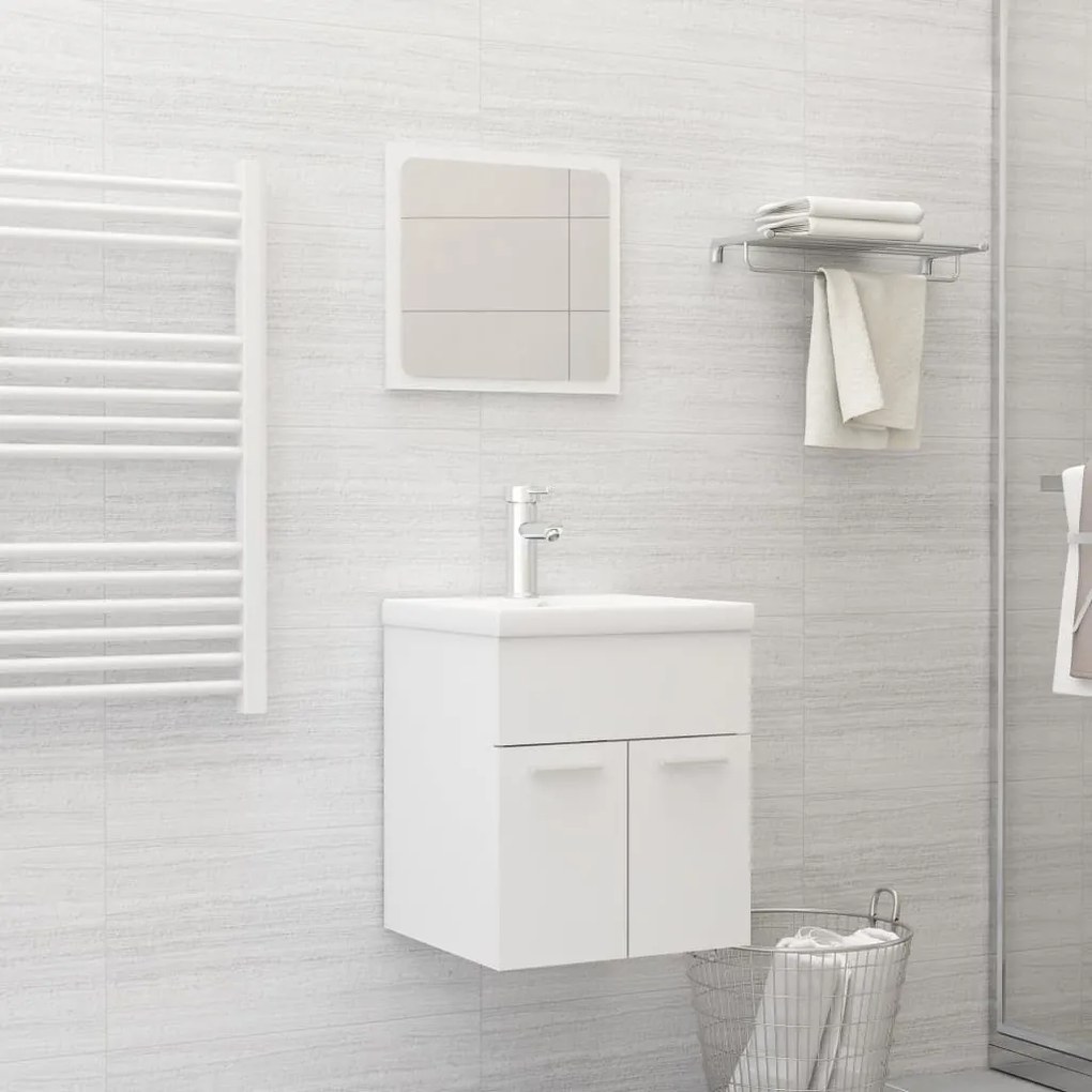 Set Mobili Da Bagno Bianco İn Legno Multistrato /