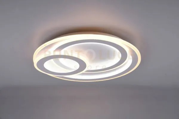 Mita plafoniera led 74w 9000lm, 2700 - 6000k bianca cerchi 3d con t...