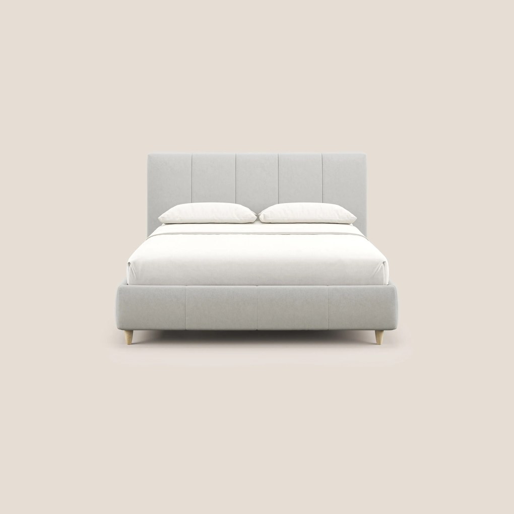 Laura letto imbottito contenitore e sfoderabile in microfibra velluto impermeabile T09