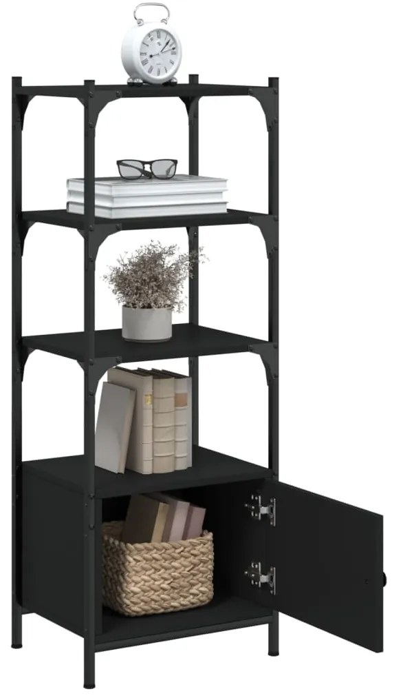 Libreria a 3 Ripiani Nera 41x30x109,5 cm in Legno Multistrato