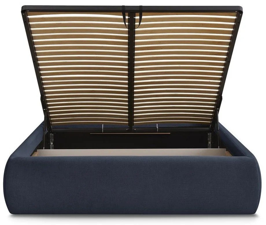 Letto matrimoniale imbottito blu scuro con contenitore/senza testiera con rete inclusa 180x200 cm Inera – Bobochic Paris