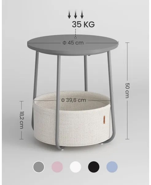 Tavolino d'appoggio NOIRA grigio/bianco