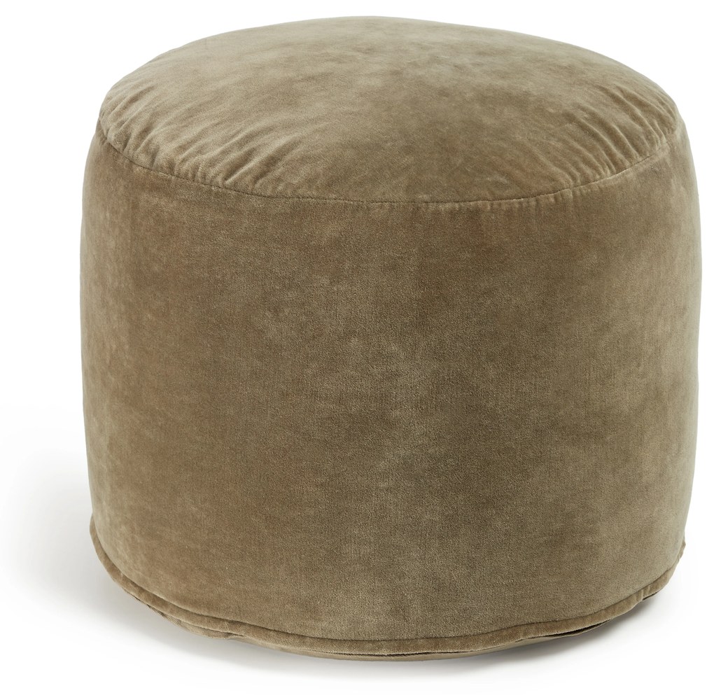 Kave Home - Pouf rotondo Angelica 100% 100% cotone in velluto verde scuro Ø 45 cm