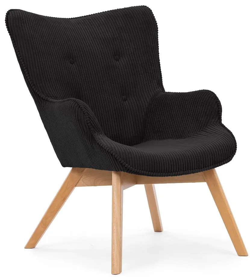 Poltrona nera con rivestimento in velluto a coste Niko – Ropez