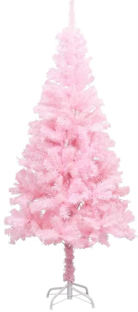 Albero di Natale Preilluminato con Palline Rosa 150 cm PVC