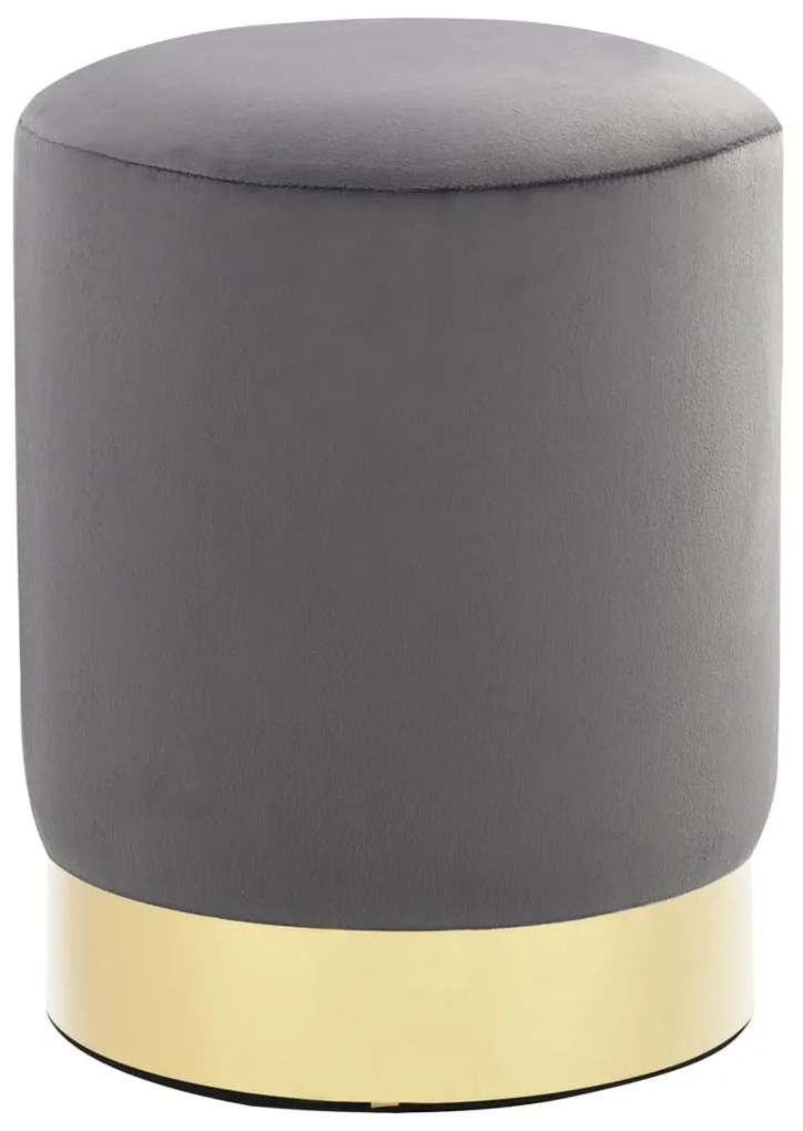 Sgabello Grigio Scuro E Oro İn Velluto /